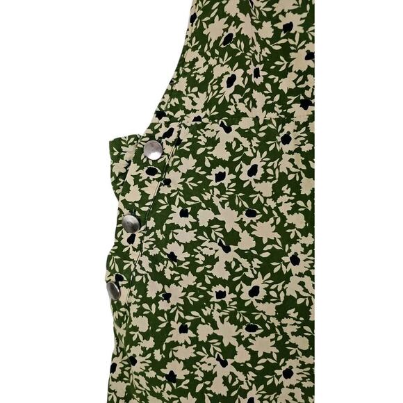 ZARA ~Woman Size S~ Green Floral Print Bib Jumpsuit Romper Cotton. - Picture 13 of 13